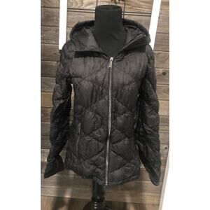 Michael Kors black packable down fill puffer overcoat jacket women's size small